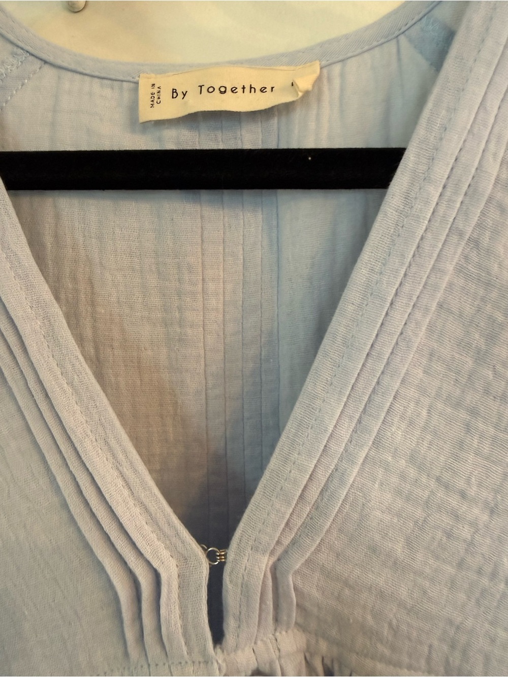 Babydoll Double Gauze Blue Boho Blouse Tunic Cover up Size Medium/Large Cotton - Picture 6 of 12